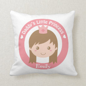 Daddy Little Princess, Cute Princess with Tiara Throw Pillows
