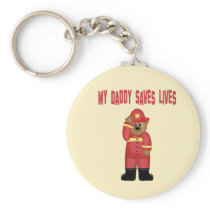 Daddy Saves Lives Firefighter Key Chains