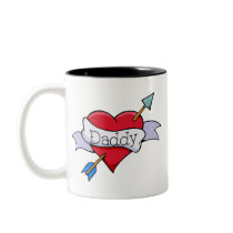Daddy Tat Heart mugs