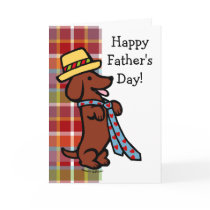 Daddy's Dachshund Cartoon Plaid Card