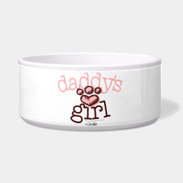 Daddy's Girl Pink Paw Print Heart petbowl