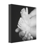 Daddys Hands Black and White Baby Feet Canvas