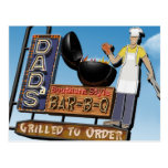 Dad's Bar-B-Q Retro Neon Sign Postcard