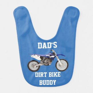 Dad's Dirt Bike Buddy Blue Baby Bib