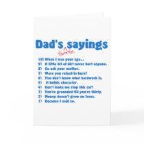 Dads favorite sayings cards