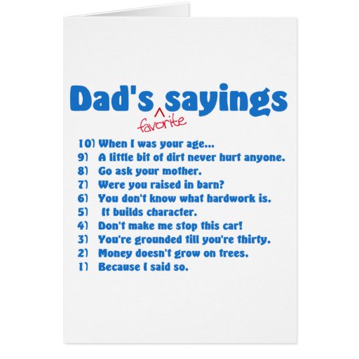 Dads favorite sayings cards