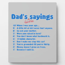 Dad's favorite sayings display plaques