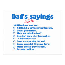 Dads favorite sayings postcard