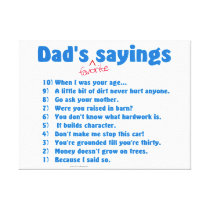Dad's favorite sayings wrapped canvas gift. canvas prints