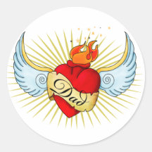 Dad's Heart Round Stickers
