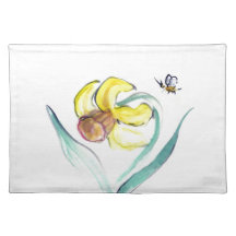 Daffodil and Buzzin Bee, Sumi-e Placemat