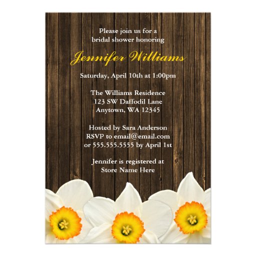 Daffodil Barn Wood Bridal Shower Invite