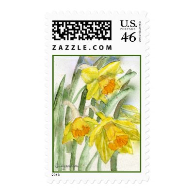 Daffodil Watercolor Art Postage Stamps