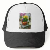 Daffodils and Pansies in Flowerpot hats