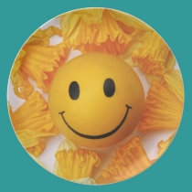 Daffodil's and the ball, on a plate plates
