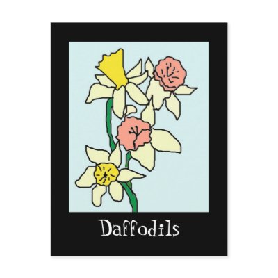 daffodils drawing, Daffodils Post Card by jenniekurono