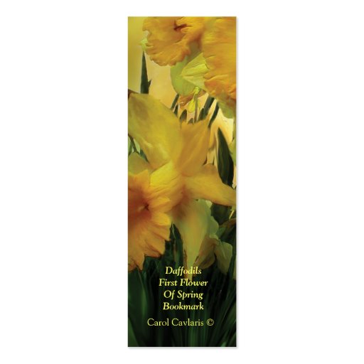 Daffodils - First Flower Of Spring Bookmark Business Card Template (back side)