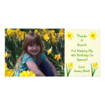 Daffodils Flowers Cream Thank You Custom Photo Card