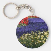 Daffodils, hyacinth and tulips key chains