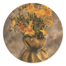 Daffodils in a Burlap Vase stickers by suburbanscenes Daffodils in a Burlap Vase stickers