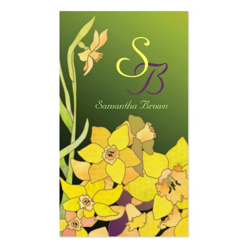 Daffodils Monogram Business Cards (front side)