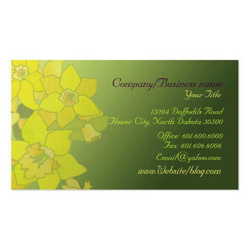 Daffodils Monogram Business Cards (back side)