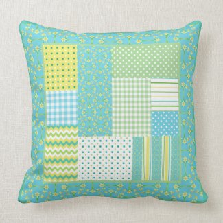 Daffodils Pillow or Cushion: Faux-patchwork