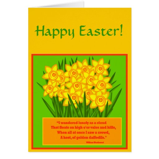 Daffodils Poem, Happy Easter card Zazzle