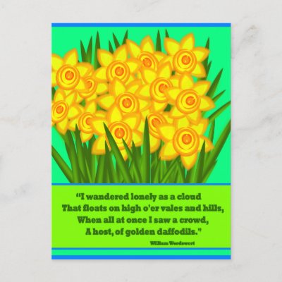 Daffodils Poem, postcard by