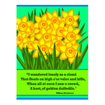 Daffodils Poem, postcard
