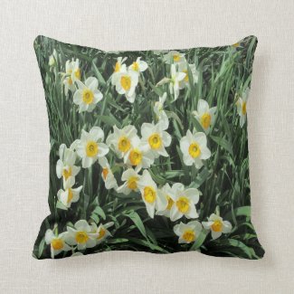 Daffodils Yellow White Throw Pillow