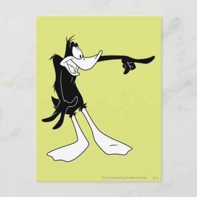 Daffy Duck Shocked and Pointing postcards