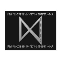 Dagaz Rune grey Post Card