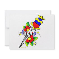 Dagger Flowers and Love Tattoo Invite