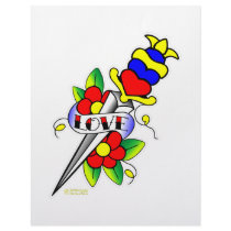 Dagger Flowers and Love Tattoo letterhead