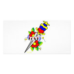 Dagger Flowers and Love Tattoo Customized Photo Card