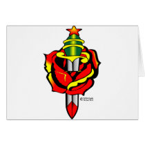 Dagger & Rose Old Skool Tattoo) Greeting Cards