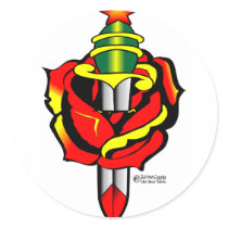 Dagger & Rose Old Skool Tattoo) stickers