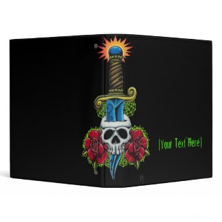 Dagger, Skull, and Roses Binder Template zazzle_binder