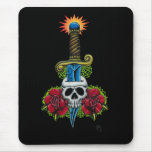 Dagger, Skull, and Roses Mousepad