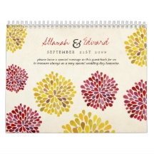Dahlia Flowers Custom Wedding Photo Guest Book Calendars