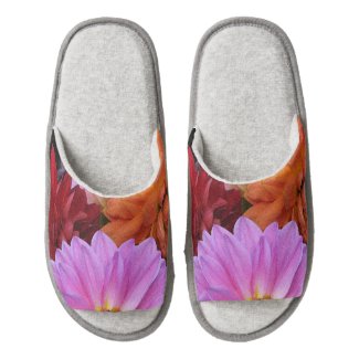 Dahlia Flowers Pair of Open Toe Slippers