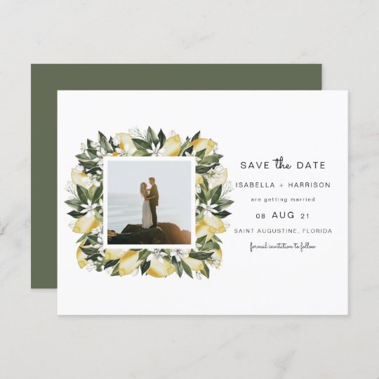 Dahlia Lemon Citrus Photo Garden Save The Date Invitation Zazzle