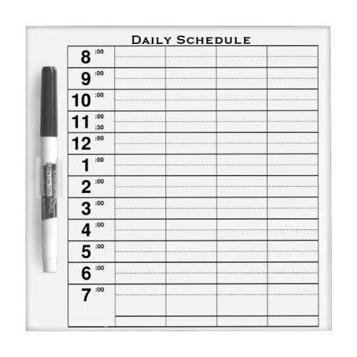 daily-schedule-8am-to-7pm-dry-erase-board-zazzle