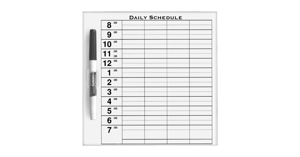 daily-schedule-8am-to-7pm-dry-erase-board-zazzle