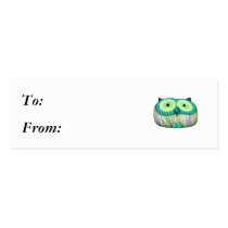 dainty aqua owl business card template