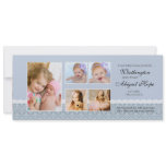Dainty Damask Blue - Photo Birth Announcement