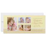 Dainty Damask Pale Yellow - Photo Birth Announceme Custom Invites