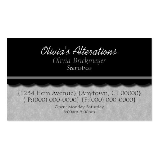 Dainty Diva Business Card, Soft Gray (front side)