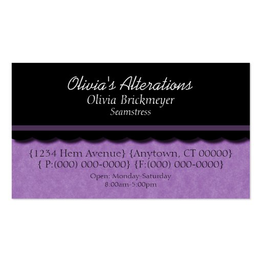 Dainty Diva Business Card, Soft Lavender (front side)